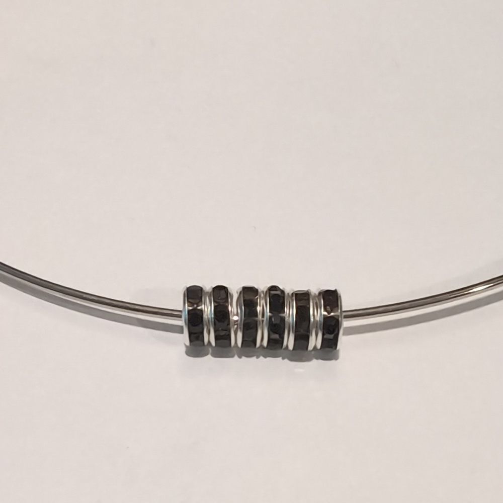 6 Black 8mm Rondelle Spacer Beads‎